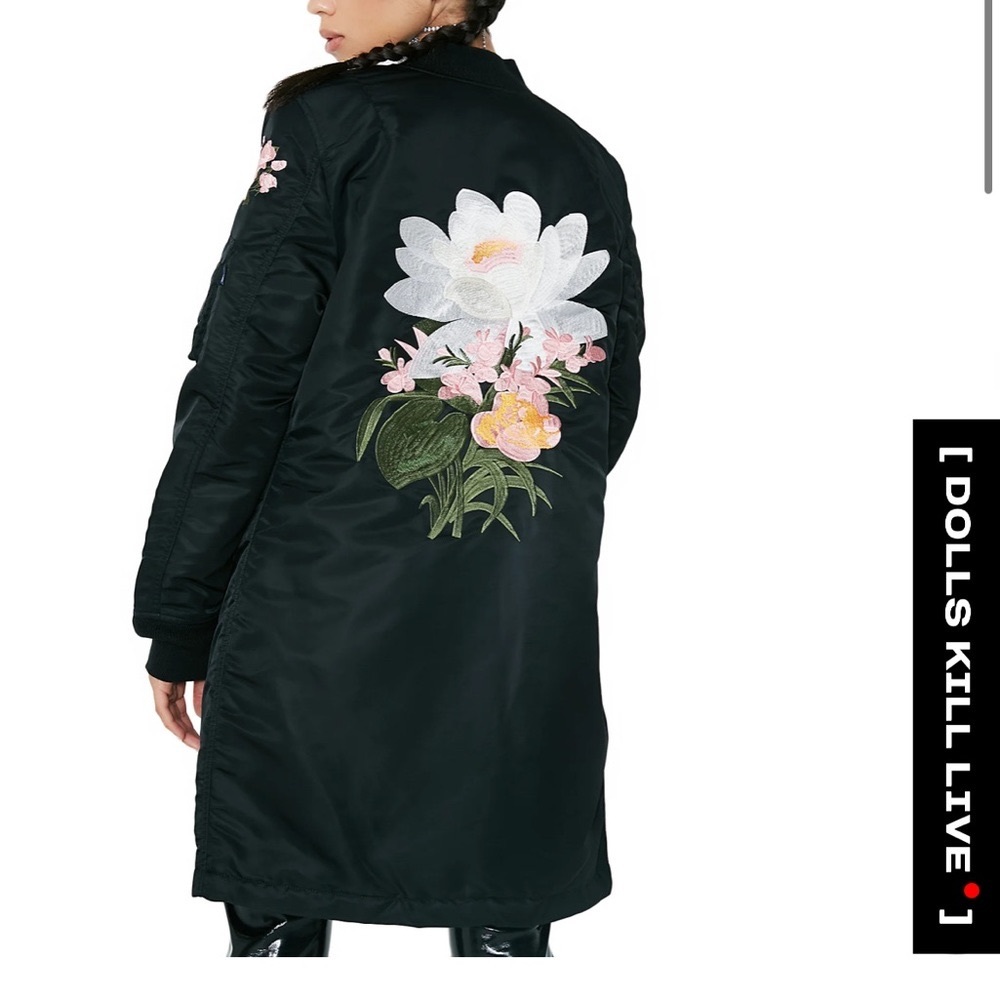 Alpha industries long bomber jacket Womens